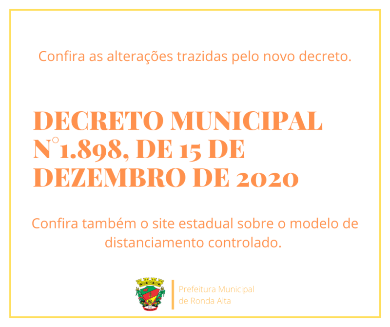 DECRETO MUNICIPAL N° 1.898, DE 15 DE DEZEMBRO DE 2020.